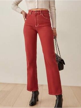 Reformation Cowboy High Rise Straight Jeans in Sangre